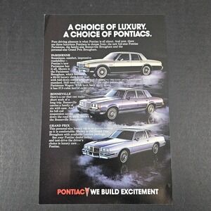 1983 Pontiac Parisienne Bonneville Grand Prix Vintage Print Ad Build Excitement